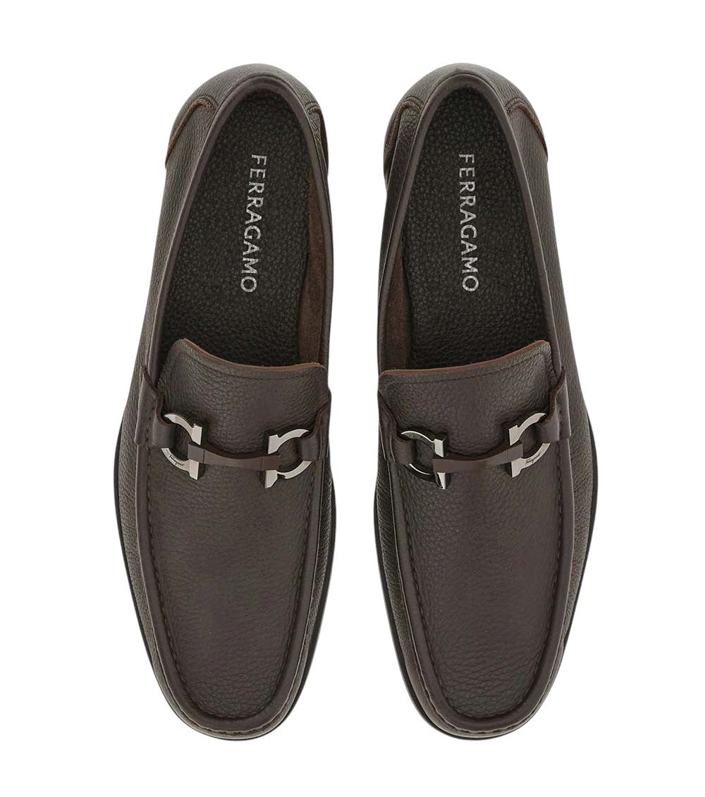 Brown Hammered Leather Loafers 3