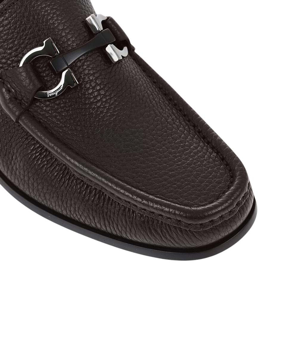 Brown Hammered Leather Loafers 5