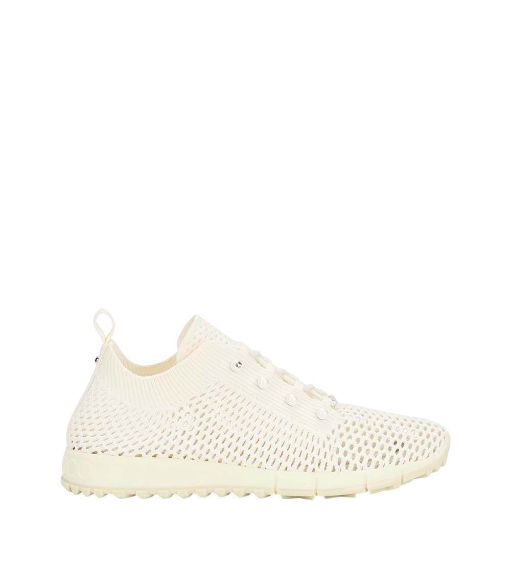 White Knit Low-top Sneakers 1