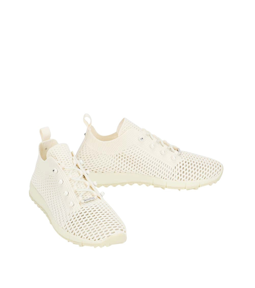 White Knit Low-top Sneakers 3