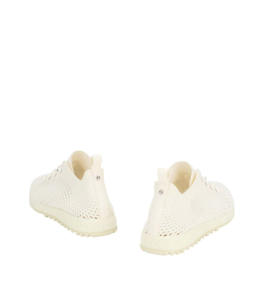 White Knit Low-top Sneakers 4