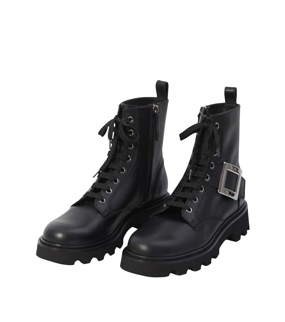 Black Leather Viv Rangers Boots 4