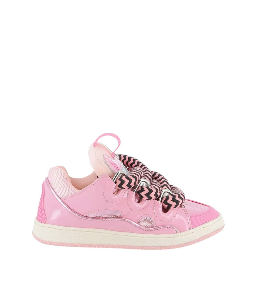 Kids Pink Leather Platform Sneakers 1