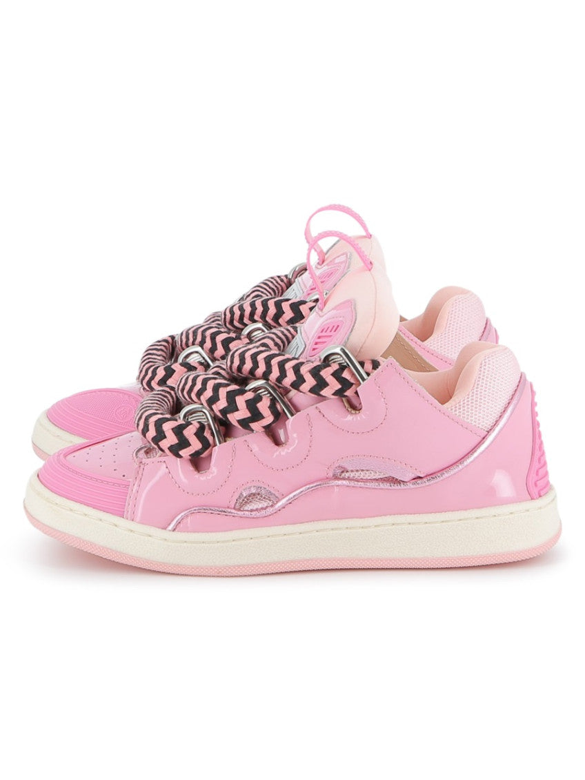 Kids Pink Leather Platform Sneakers 2