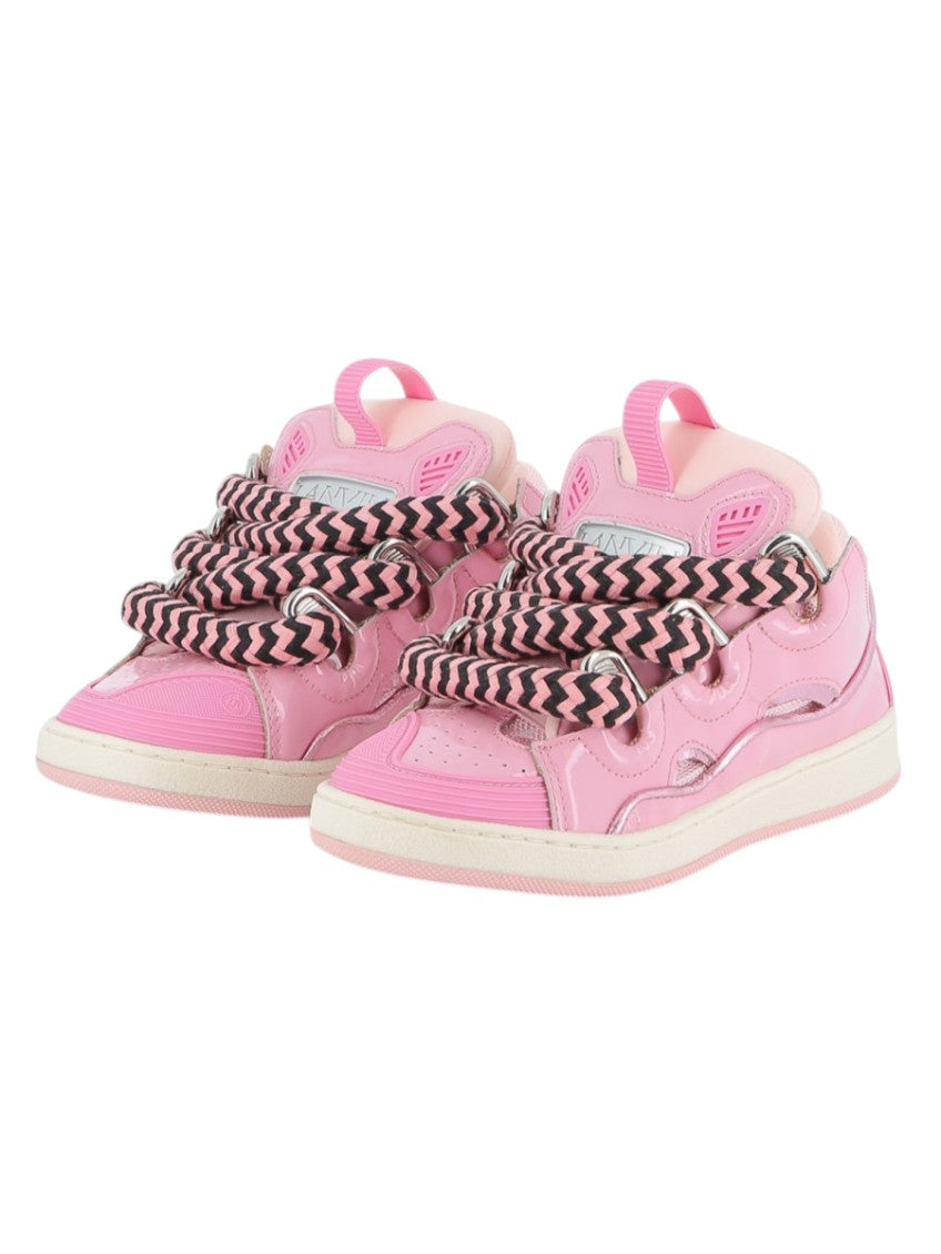Kids Pink Leather Platform Sneakers 3