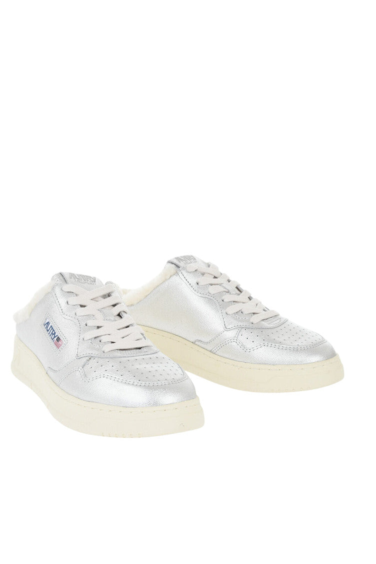 Silver Metallic Leather Sneakers 2