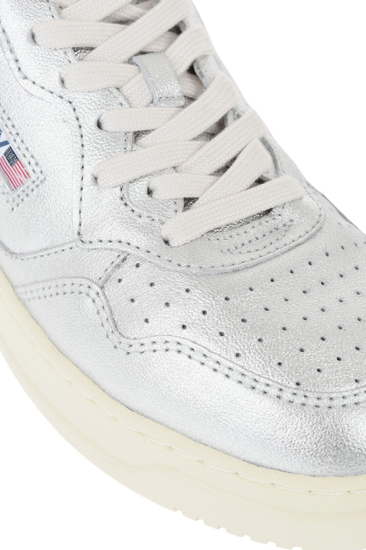 Silver Metallic Leather Sneakers 4