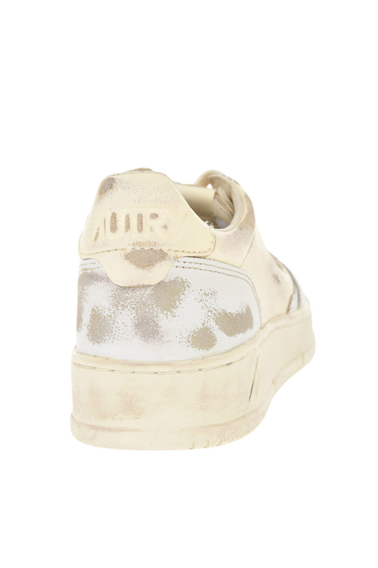 Beige Low-Top Leather Sneakers 3
