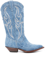 Light Blue Light Blue Denim Texan Boots 1