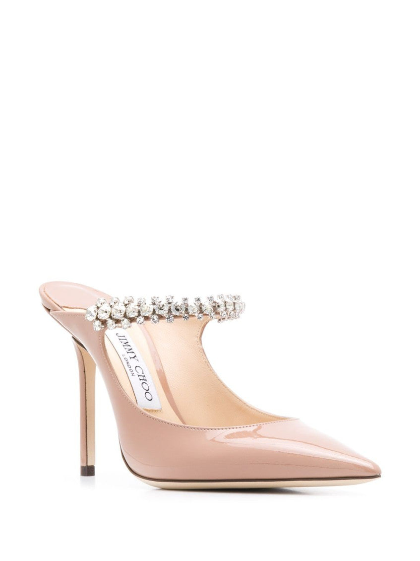 Natural Natural Bing 100 Crystal Strap Detail Patent Leather Mules 2