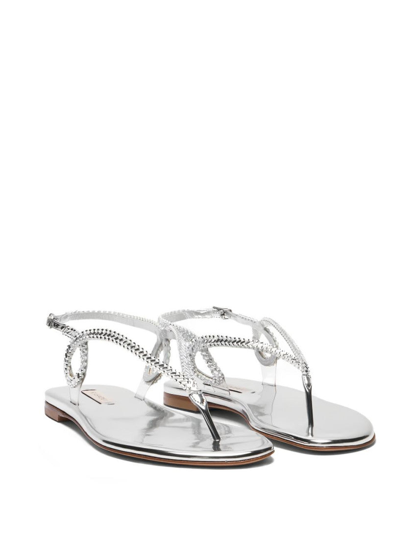 Silver Braided Sandals 4