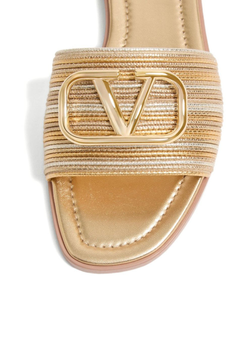 Golden Logo Leather Sandals 7