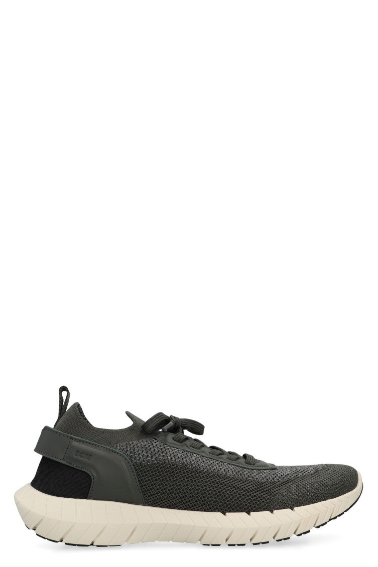 Green Solid Lace Up Sneakers 1