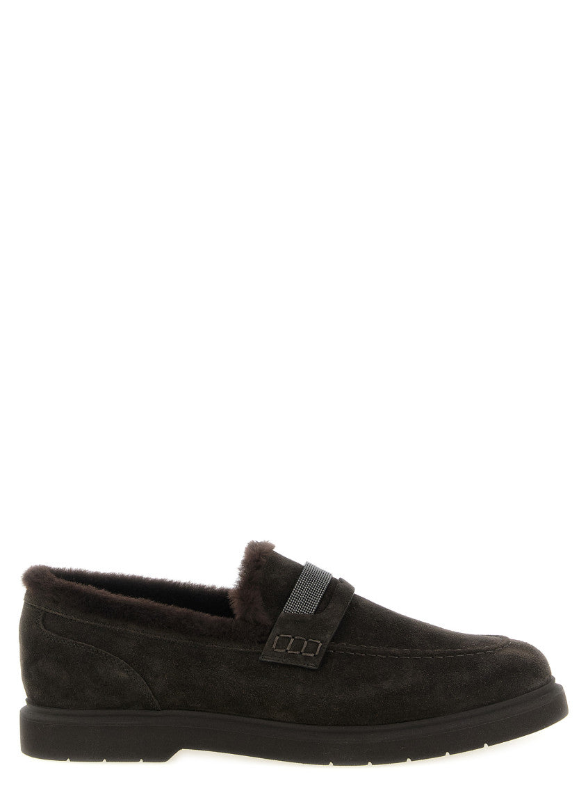 Brown Penny Suede Loafers 1