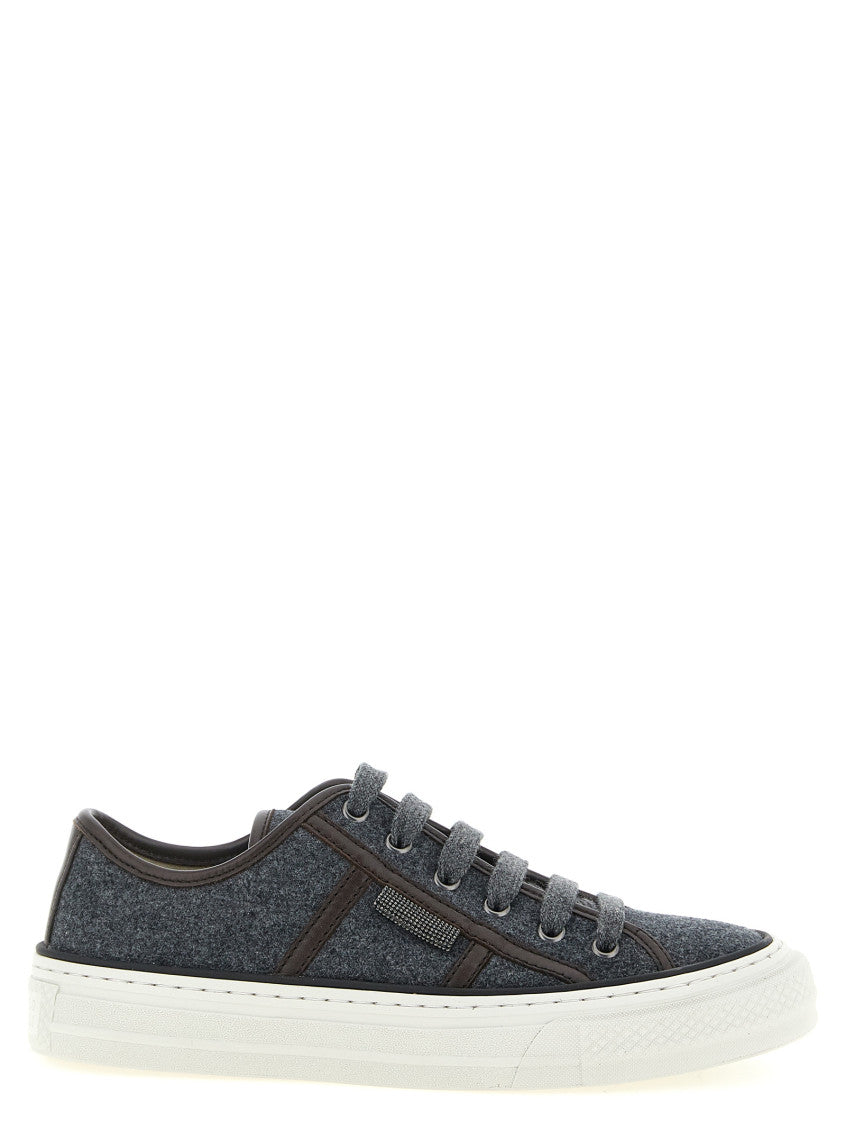 Grey Shiny Tab Sneakers 1
