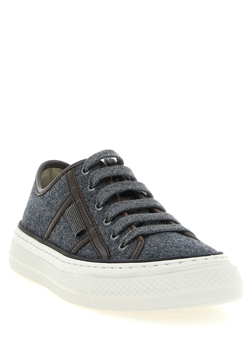 Grey Shiny Tab Sneakers 2