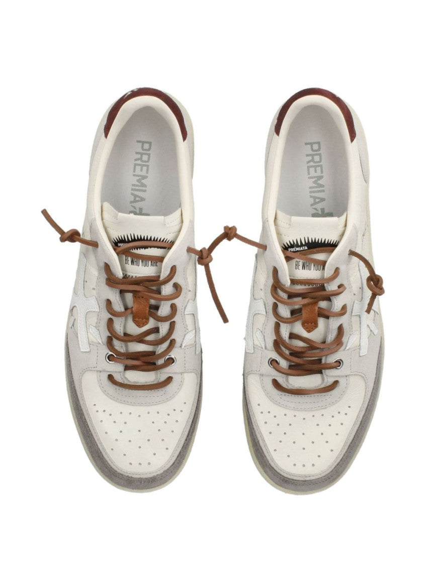 White Color-Block Sneakers 2