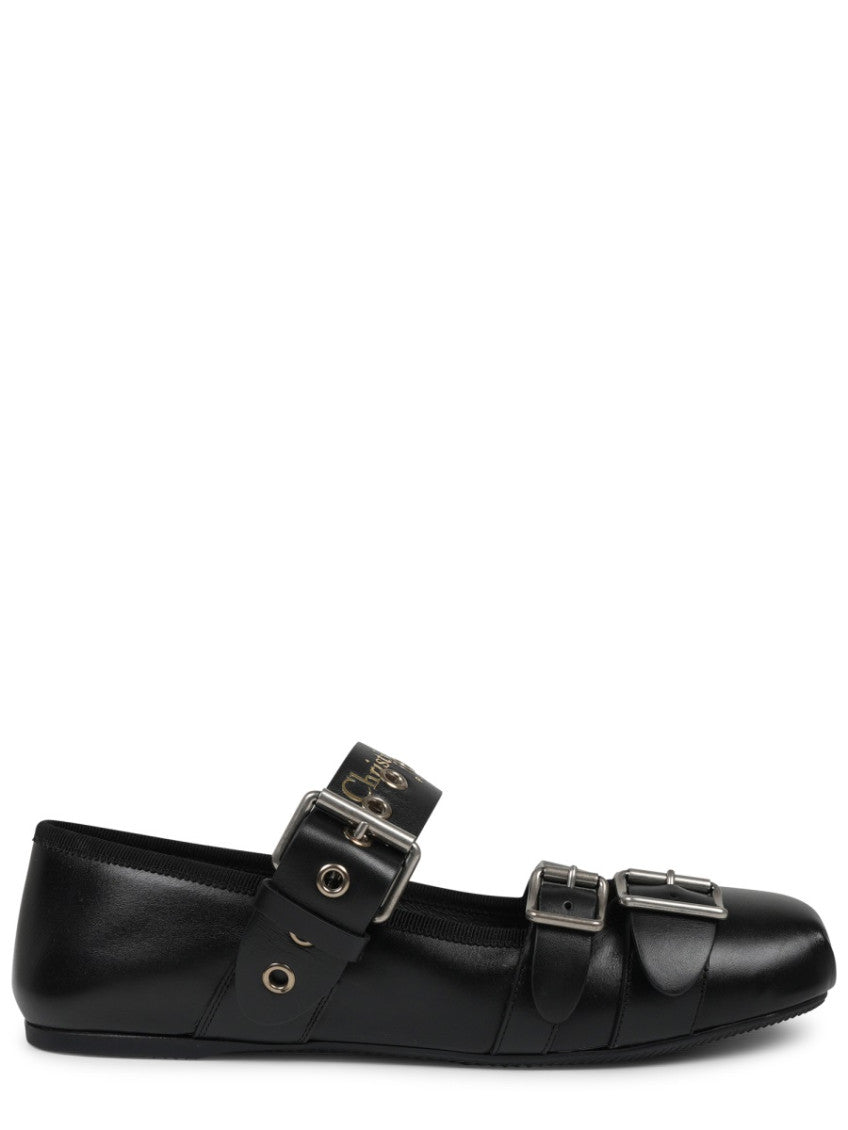 Black Leather Ballet Flats 1
