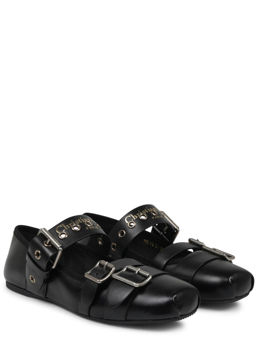 Black Leather Ballet Flats 2