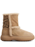 Beige Logo-patch Suede Boots 1