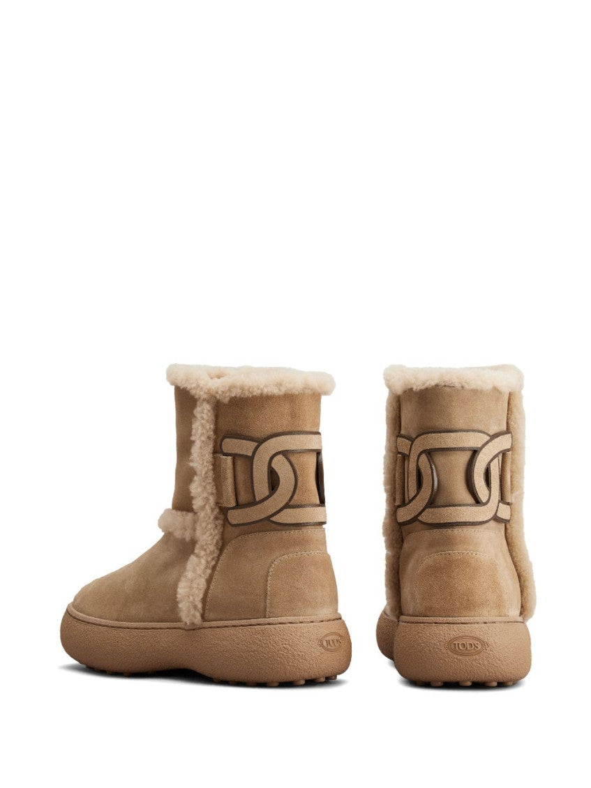 Beige Logo-patch Suede Boots 3