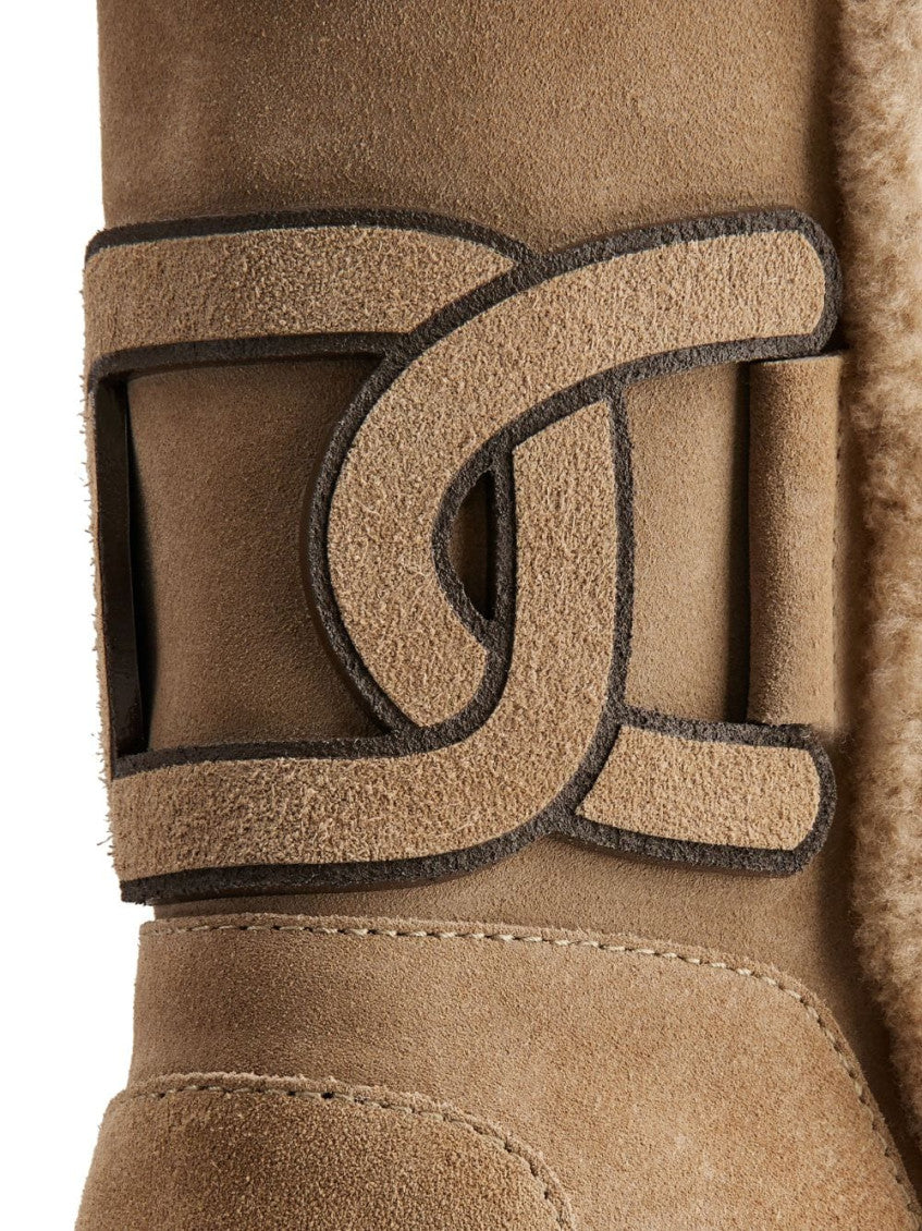 Beige Logo-patch Suede Boots 6