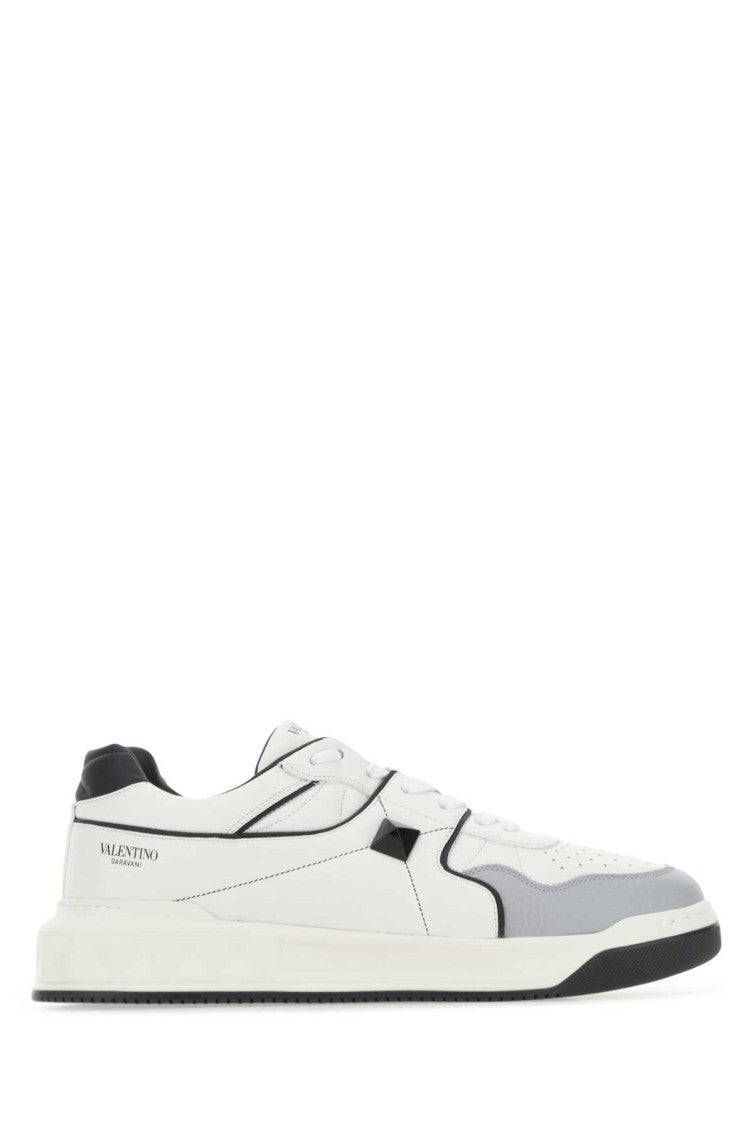 White Leather One Stud Sneakers 1