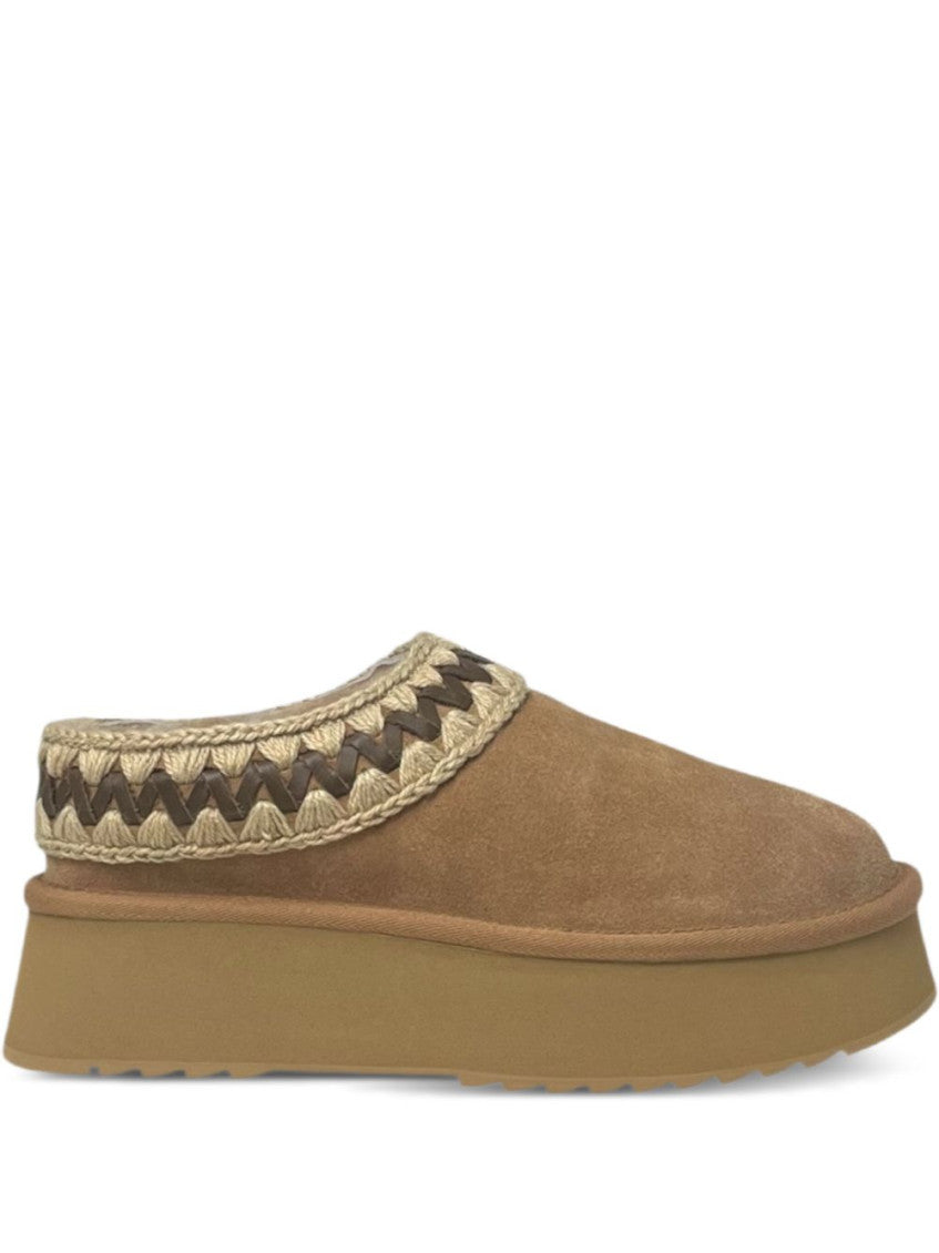 Beige Platform Mules 1