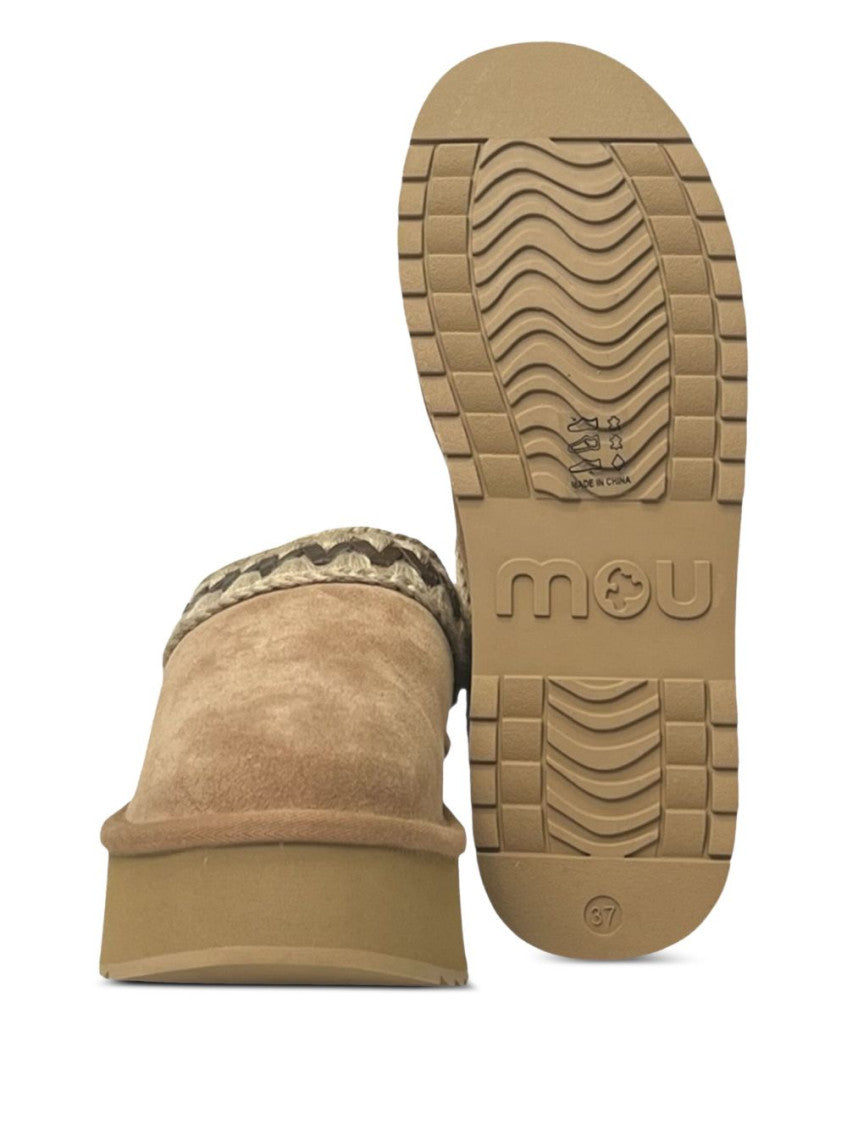 Beige Platform Mules 3