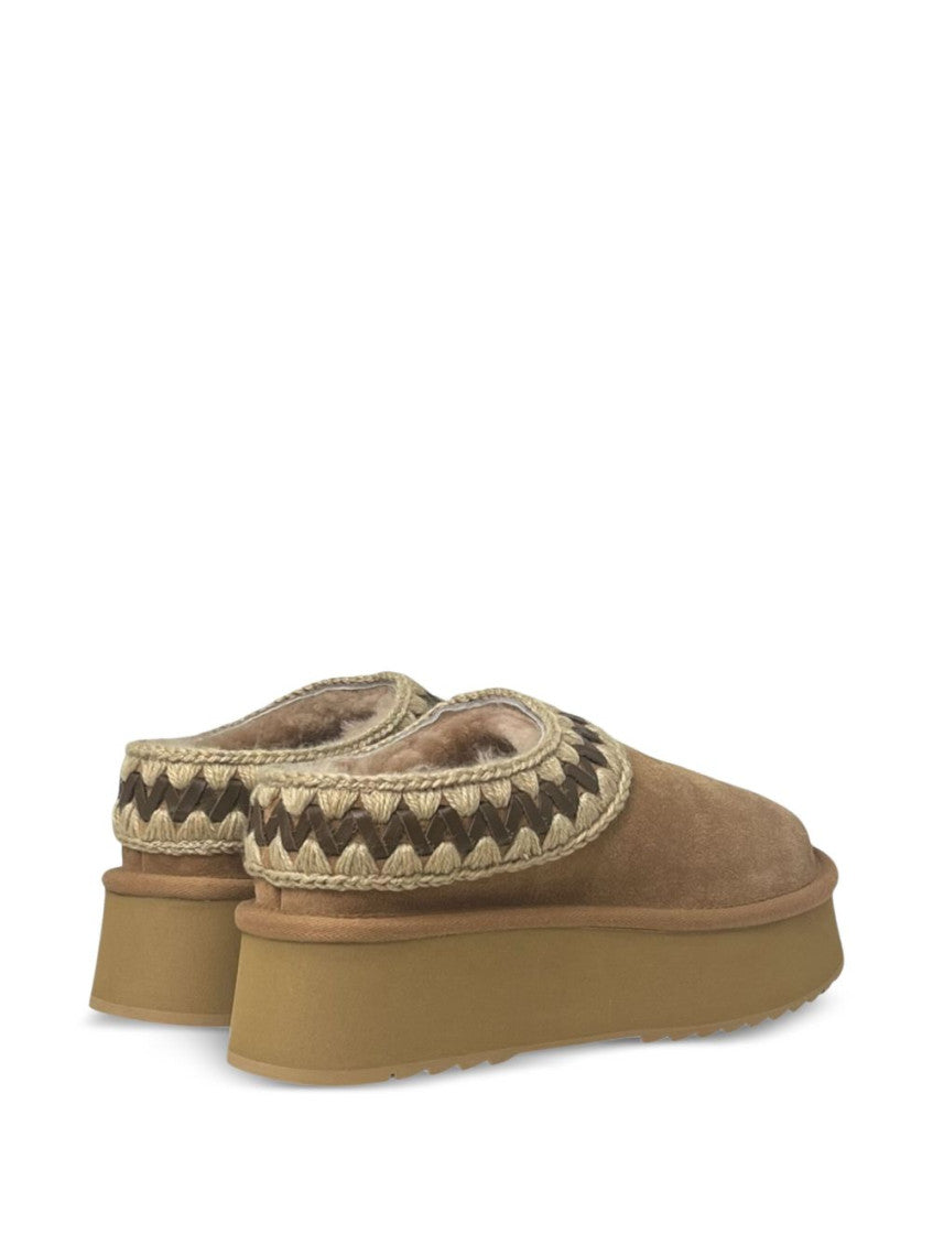 Beige Platform Mules 4