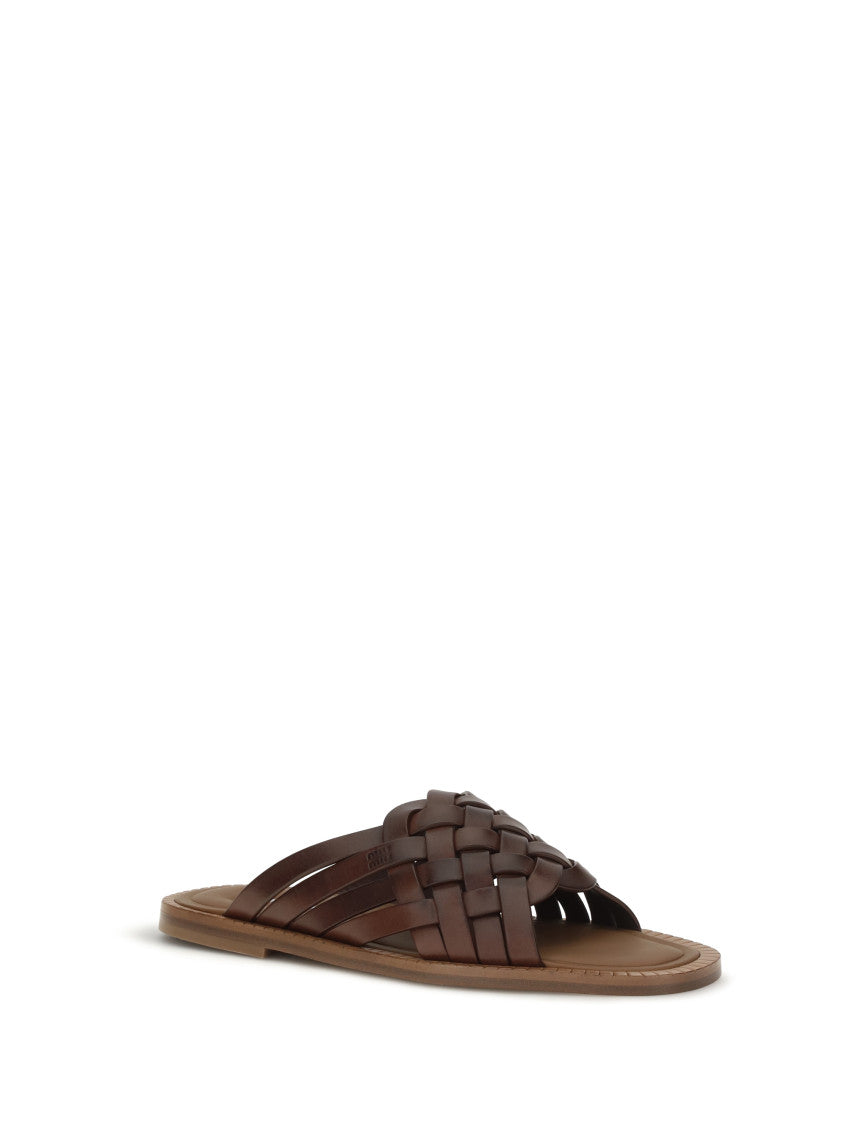 Brown Woven Leather Sandals 2