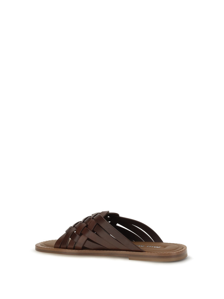 Brown Woven Leather Sandals 3