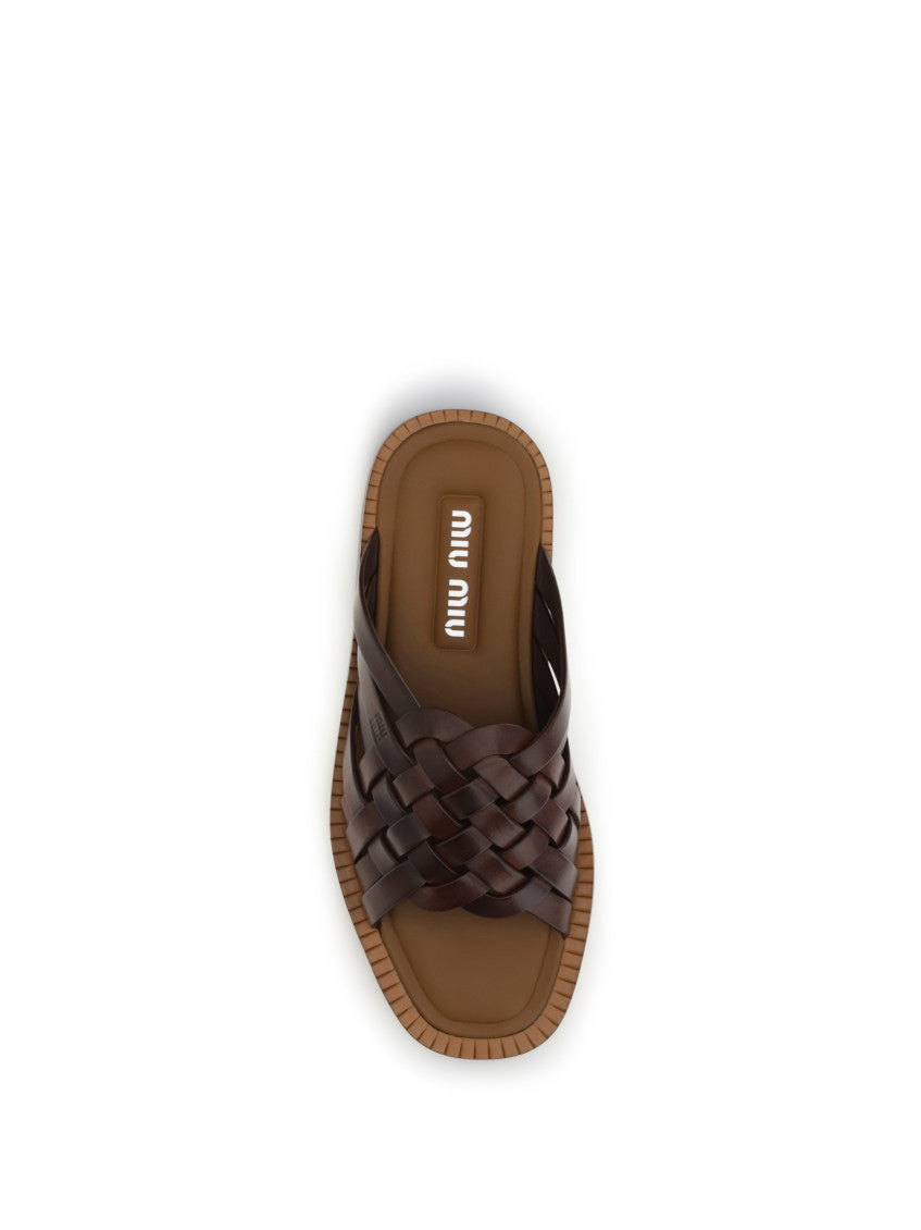 Brown Woven Leather Sandals 4