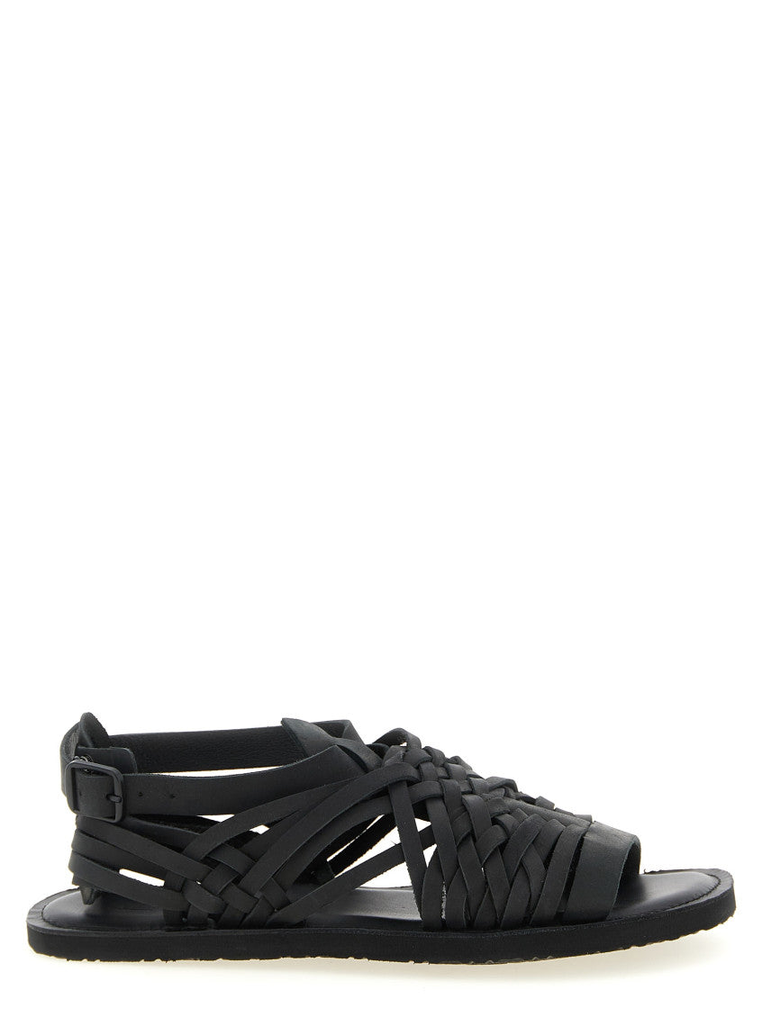 Black Braided Leather Sandals 1