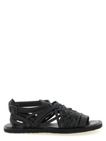 Black Braided Leather Sandals 1