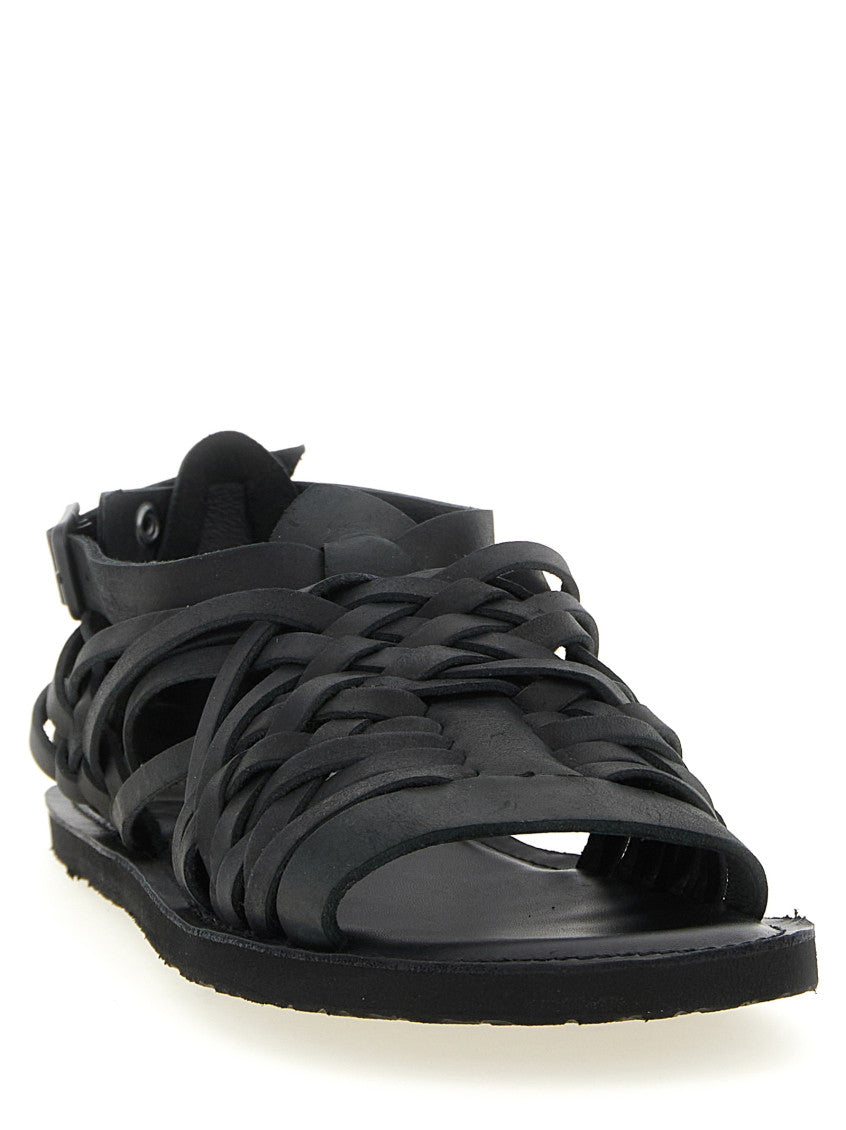 Black Braided Leather Sandals 2