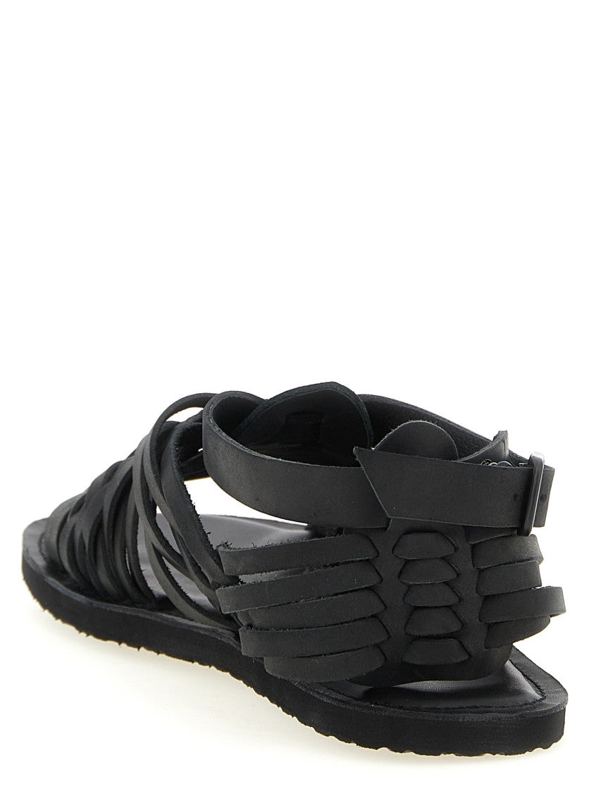 Black Braided Leather Sandals 3