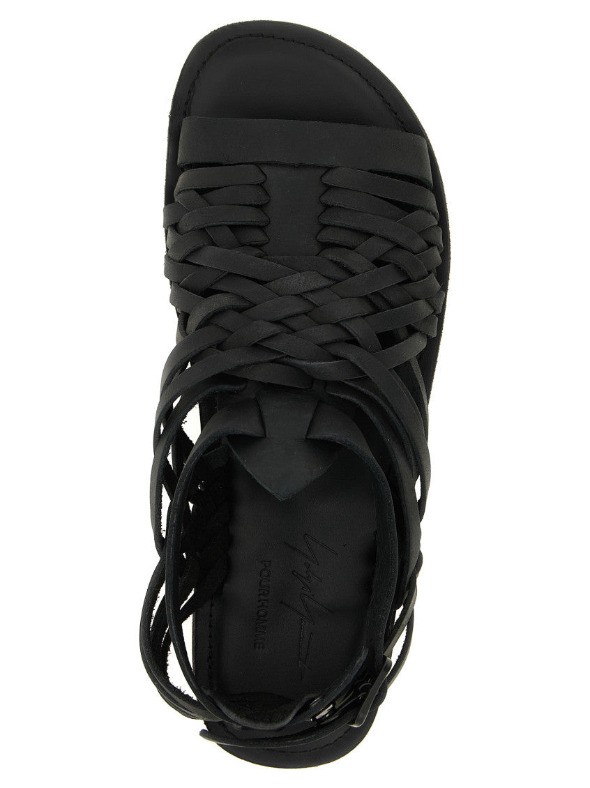 Black Braided Leather Sandals 4