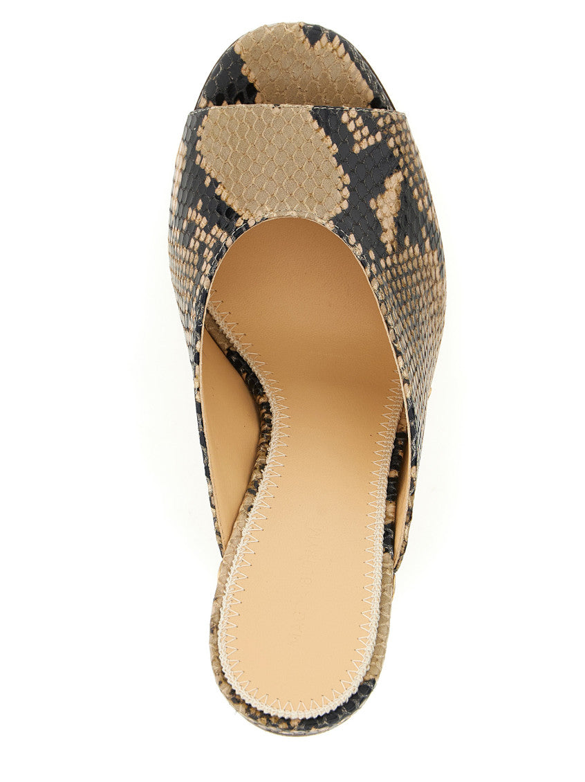 Brown Embossed Leather Wedges 4