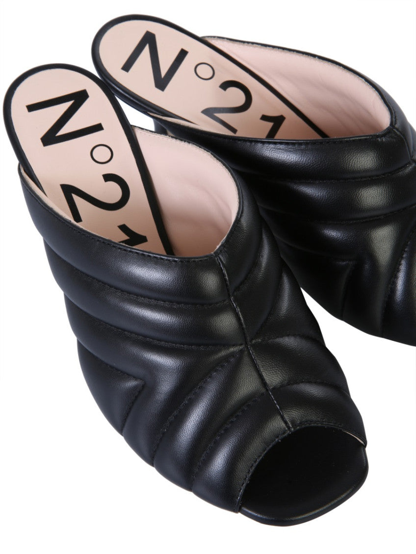 Black Quilted Leather Heels 3