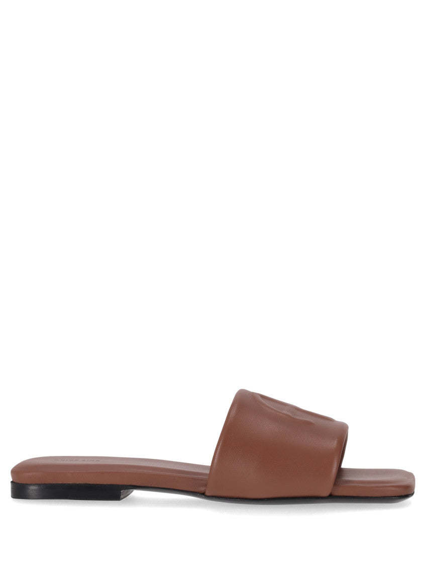 Brown Leather Logo Sandals 1