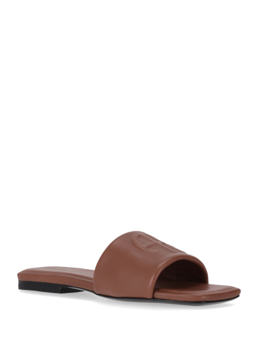 Brown Leather Logo Sandals 2