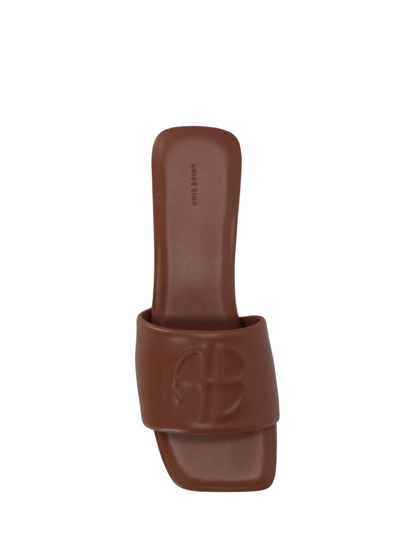 Brown Leather Logo Sandals 3