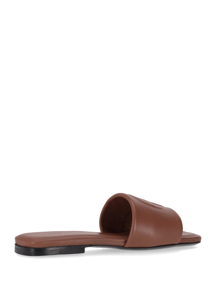 Brown Leather Logo Sandals 4