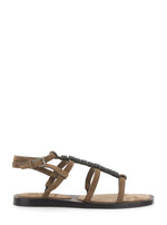 Brown Beaded Strappy Sandals 1
