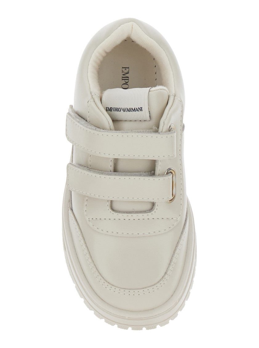 Boys Beige Double Velcro Sneakers 4