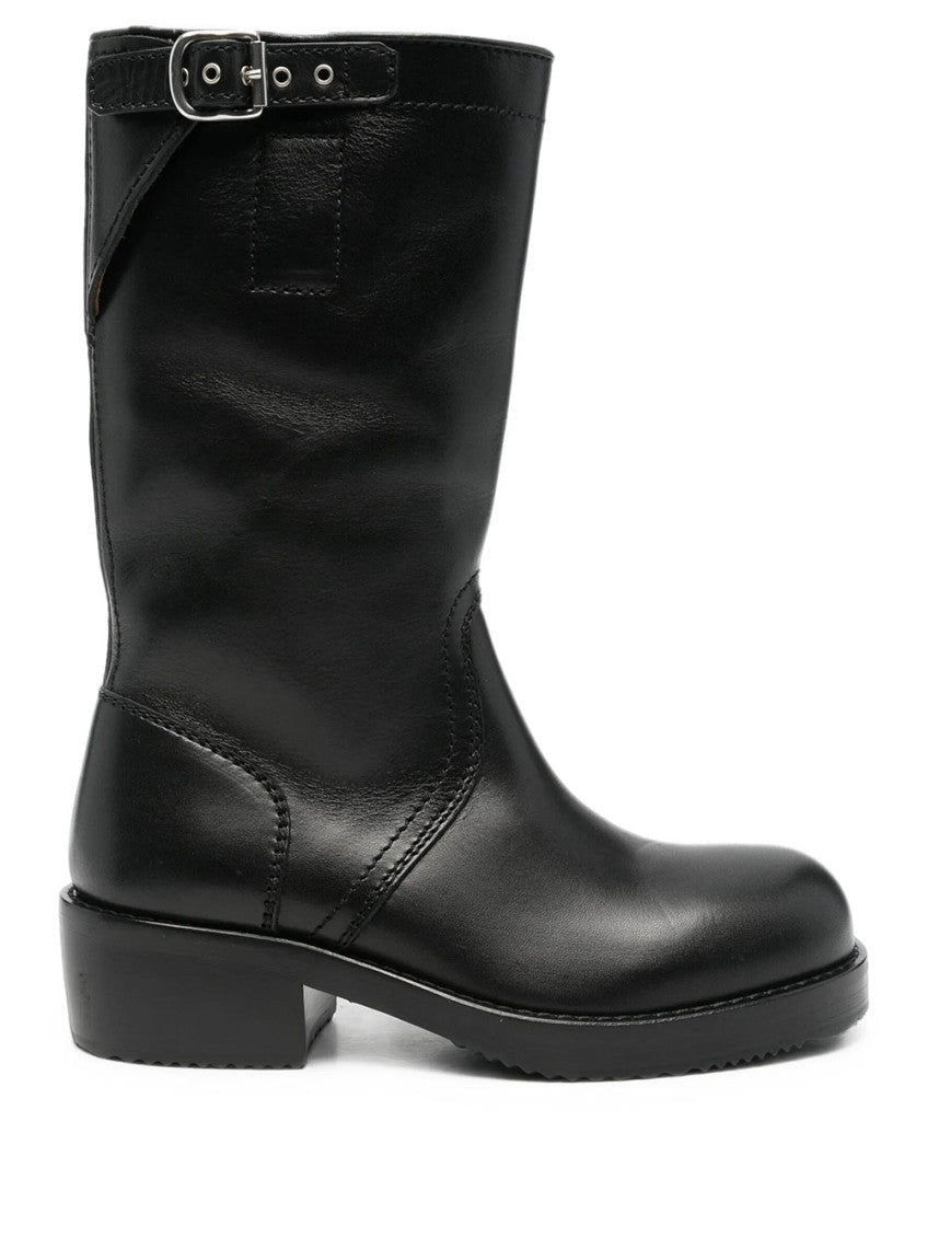 Black Leather Biker Boots 1