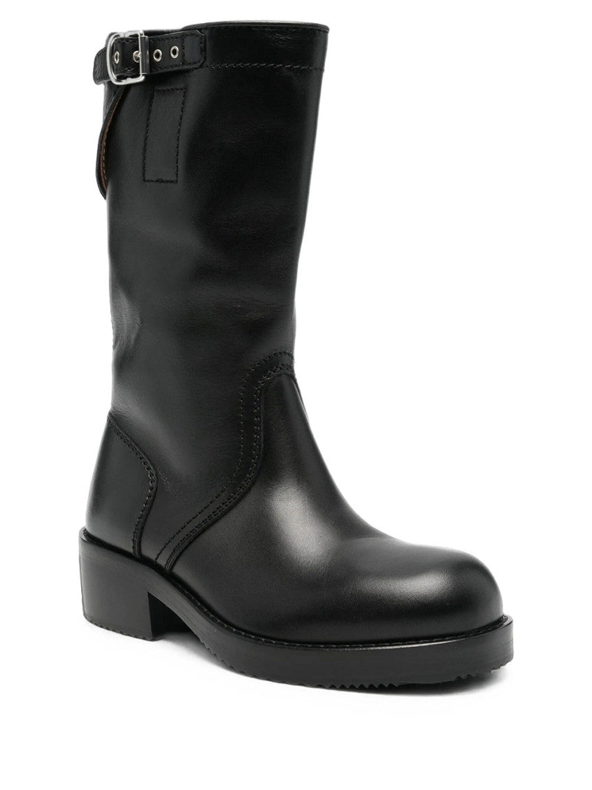 Black Leather Biker Boots 2