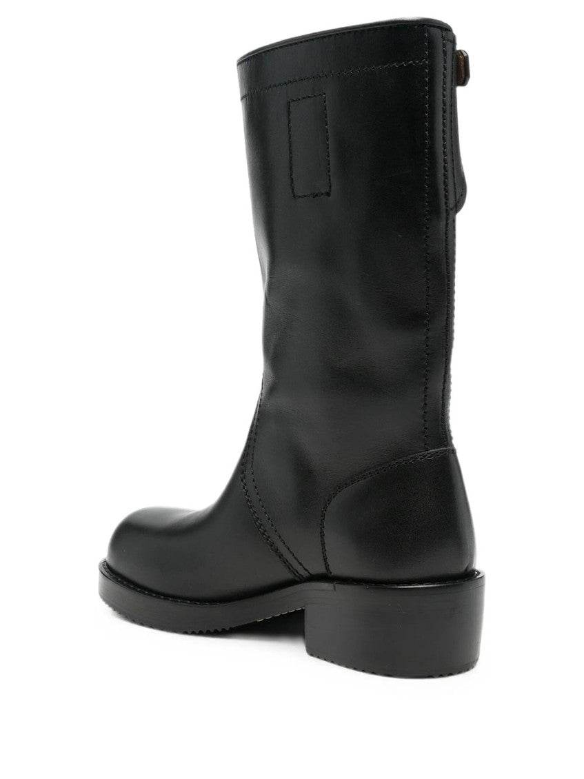 Black Leather Biker Boots 3