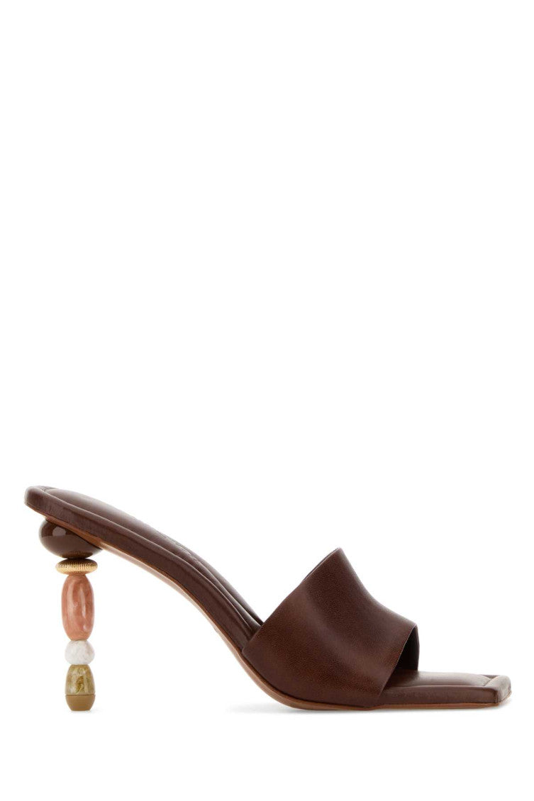 Brown Leather Mahina Heels 1